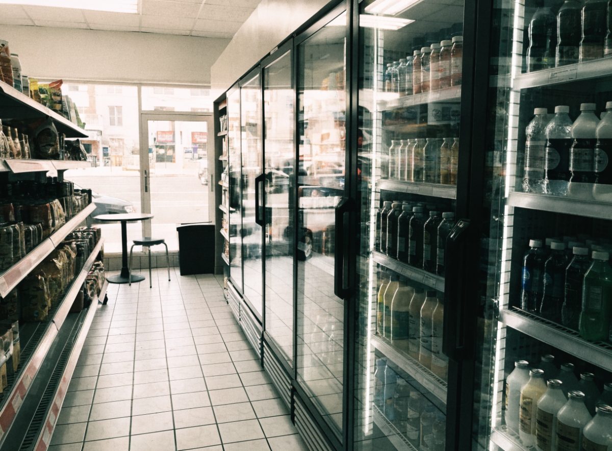 Cold beverage coolers stocked with drinks